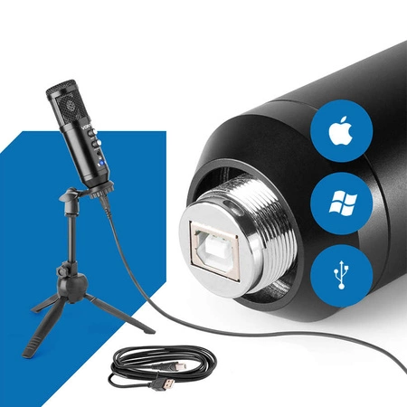 Mikrofon studyjny USB Vonyx CM320B ze statywem stołowym - czarny