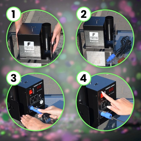 Pojedyncza elektryczna wyrzutnia konfetti DMX pilot BLAST100 Firefog