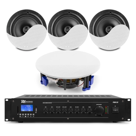 Zestaw białych głośników sufitowych 4 x 5.25" NCSP5 z wzmacniaczem