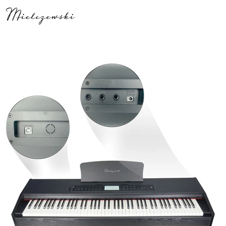 Pianino cyfrowe ważone z mechanizmem młoteczkowym ze statywem CANTATA czarne Mielczewski