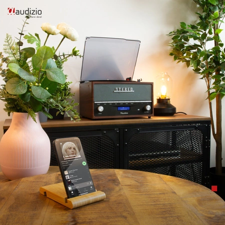 Gramofon retro Frisco Audizio z radiem DAB brązowy