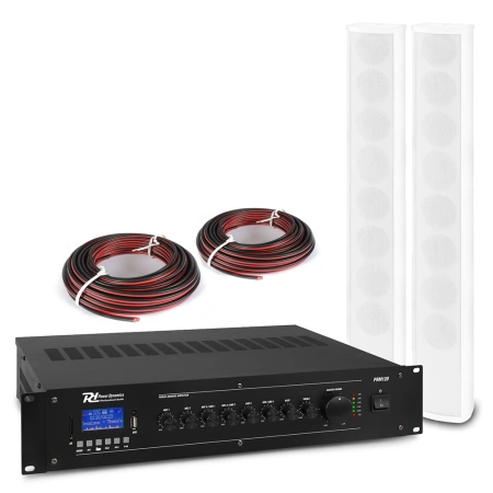 System wewnętrznych kolumn naściennych 2 x ICS8 40W 100V z wzmacniaczem PRM120
