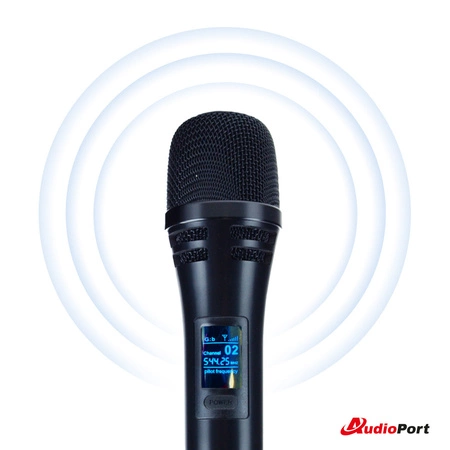 Zestaw 2 mikrofonów bezprzewodowych dorecznych UHF z odbiornikiem Audioport MV2