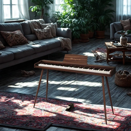 Pianino cyfrowe 88 klawiszy z nogami VIRELAI brązowe Mielczewski