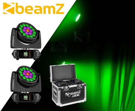 Zestaw: 2x Głowa ruchoma Fuze1910 Beamz ze sterowaniem kołowym+ Case