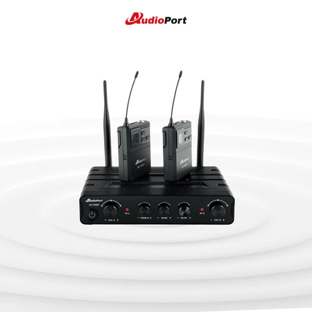 Zestaw mikrofonów bezprzewodowych UHF 2x nagłowny bodypack krawatowy Audioport SU-750BP