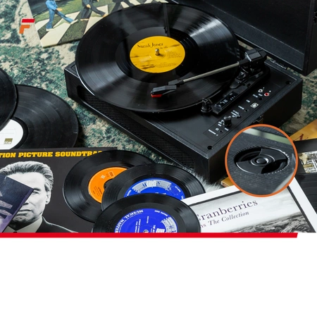 Gramofon w walizce RP118B Fenton wejście/wyjście BT czarny