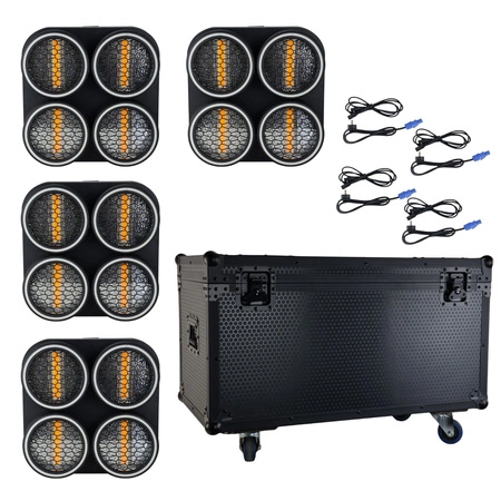 Zestaw: 4x Reflektor retro LED RGB COB DMX R4 Lucendi+ Case