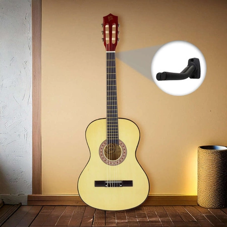 Zestaw: Gitara klasyczna 4/4 38" kolor naturalny Golden Guitar+ akcesoria+ 2x statyw+ podnóżek gitarowy