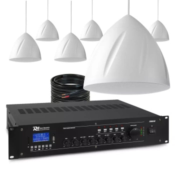 Zestaw białych głośników wiszących 6 x 5.25" PDS40W z wzmacniaczem