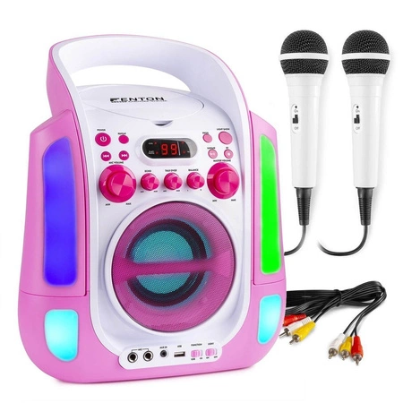 Karaoke system z CD i 2 mikrofonami SBS30P różowy