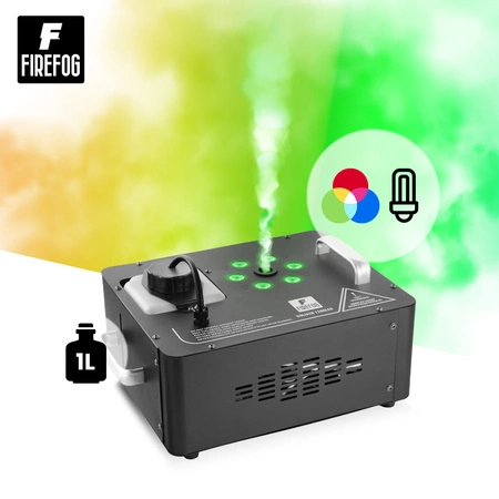 Zestaw: Wytwornica dymu pionowego z LED RGB 1200W Goliath1200LED DMX pilot /Firefog + płyn 5L