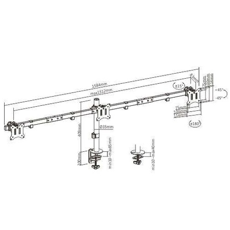 Statyw ramię monitora na 3 ekrany od 17-27'' Audizio MAD30