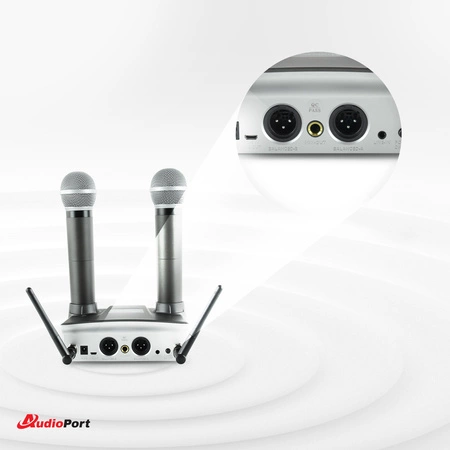 Zestaw mikrofonów bezprzewodowych doręcznych UHF+ stacja ładująca Audioport MCD-U2
