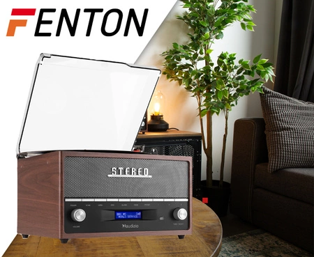 Gramofon retro Frisco Audizio z radiem DAB brązowy