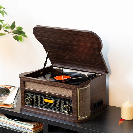 Gramofon Memphis Fenton BT CD DAB+ FM USB brązowy