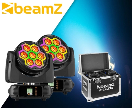 Zestaw: 2x Głowa ruchoma Fuze712 z efektem LED SMD Beamz+ Case
