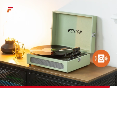 Gramofon w walizce RP118C Fenton wejście/wyjście BT zielony