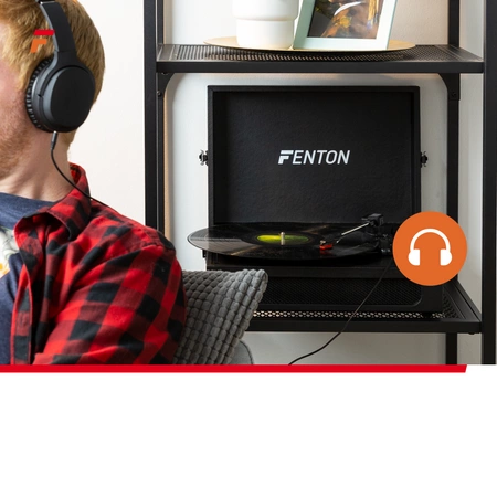 Gramofon w walizce RP118B Fenton wejście/wyjście BT czarny