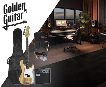 Gitara basowa - kompletny zestaw - Golden Guitar PBGB-40 kolor Natural