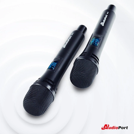 Zestaw 2 mikrofonów bezprzewodowych dorecznych UHF z odbiornikiem Audioport MV2