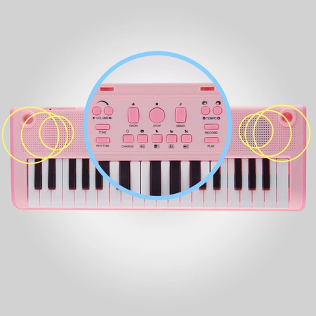 Keyboard 37 klawiszy edukacyjny dla dziecka z mikrofonem na statywie BD-375 BDMusic różowy
