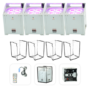 4x Oświetlacz bateryjny PARLED-W15WH LED RGBAW 60W AFX Lihgt+ 4x osłona przeciwdeszczowa gratis