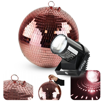 Zestaw: Kula lustrzana 20cm różowo- złota+ reflektor pinspot LED VNSP