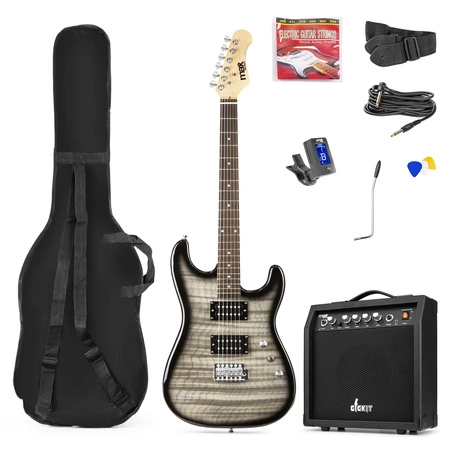 Zestaw: Gitara elektryczna GigKit Max czarna+ wzmacniacz akcesoria
