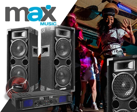 Zestaw: 2x kolumna pasywna 2x 6'' 600W MAX26+ wzmacniacz+ okablowanie