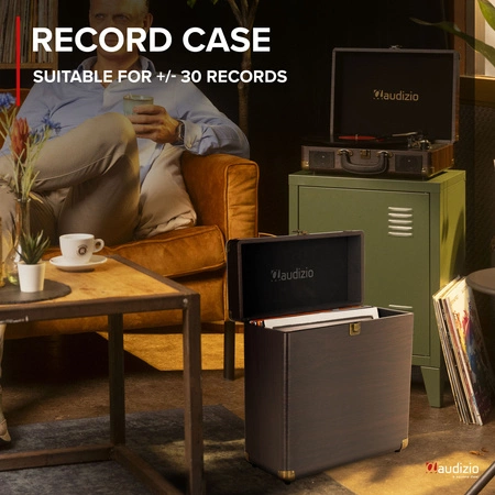 Futerał na płyty winylowe Audizio RC32, ciemne drewno