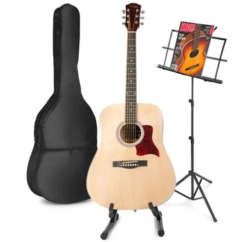 Zestaw: Gitara akustyczna Solojam Western naturalna Max + akcesoria, statyw i pulpit na nuty