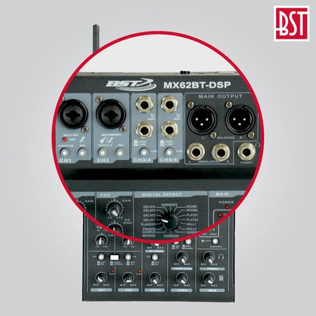 Mikser 6-kanałowy karta dźwiękowa USB BT16- DSP MX62BT-DSP BST