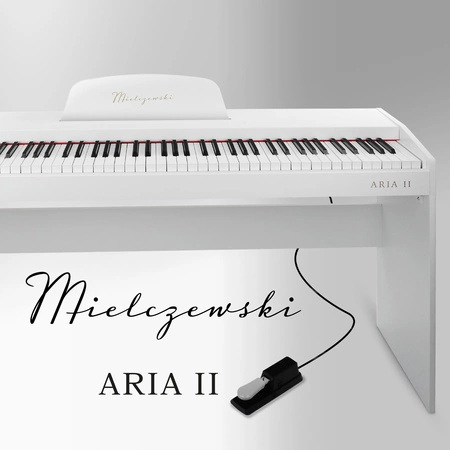 Pianino cyfrowe 88 dynamicznych klawiszy ze statywem ARIA II białe Mielczewski