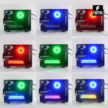 Zestaw: Wytwornica dymu pionowego i poziomego ARES 3000LED Firefog+ płyn 5l