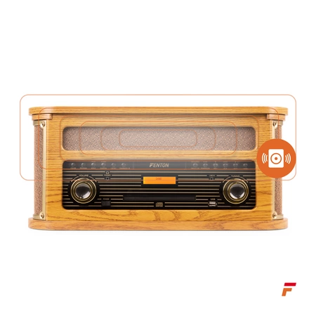 Gramofon Memphis Fenton BT CD kaseta DAB+ FM USB drewno