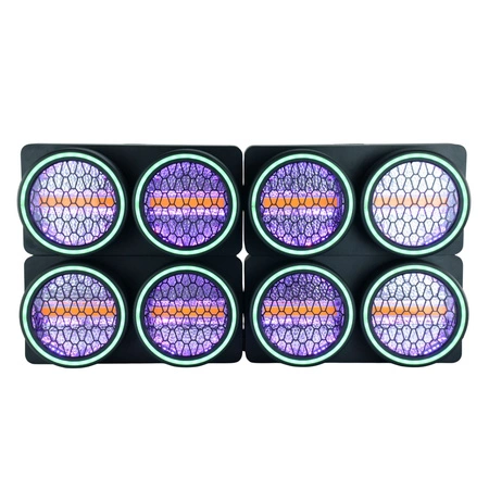 Zestaw: 4x reflektor retro LED RGB COB Lucendi R2 + Case