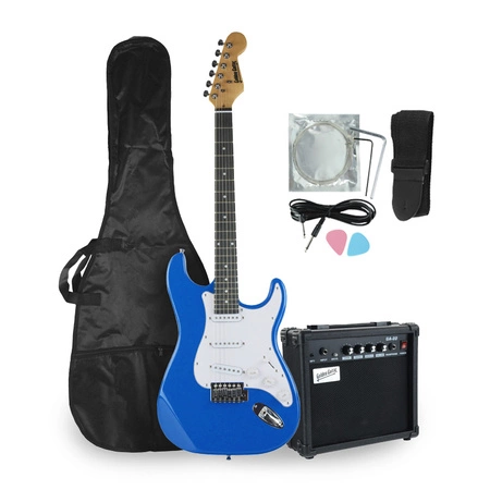 Gitara elektryczna - kompletny zestaw - Golden Guitar STEG-20 Niebieska Stratocaster