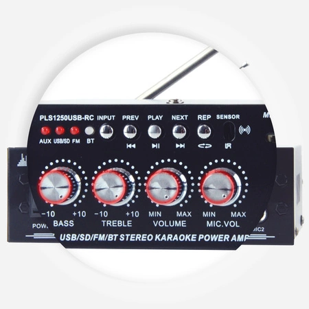 Zestaw karaoke: wzmacniacz karaoke 2x 25W+ dwie kolumny pasywne 6''+ mikrofon+ okablowanie