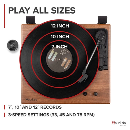 Gramofon Audizio RP112L z wejściem/wyjściem BT, ciemne drewno