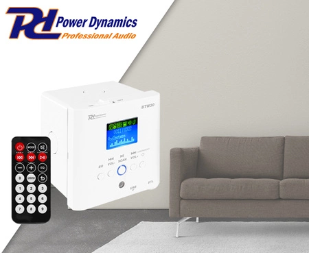 Ścienny odtwarzacz audio ze wzmacniaczem bluetooth USB FM 2x15W Power Dynamics BTW30