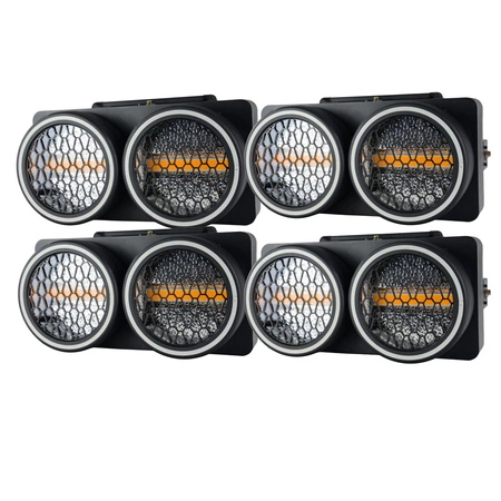 Zestaw: 4x reflektor retro LED RGB COB Lucendi R2 + Case