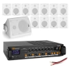 Zestaw białych głośników naściennych 12 x 4" BC40V z wzmacniaczem 4 strefowym