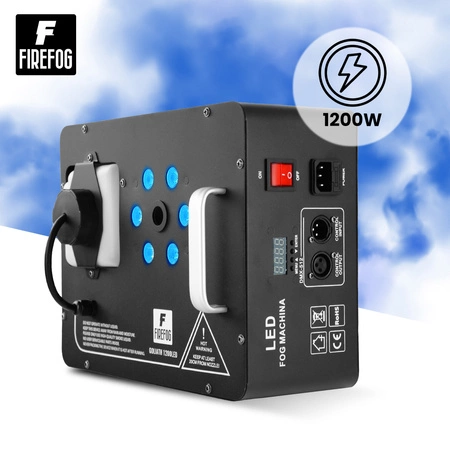 Zestaw: Wytwornica dymu pionowego z LED RGB 1200W Goliath1200LED DMX pilot /Firefog + płyn 5L
