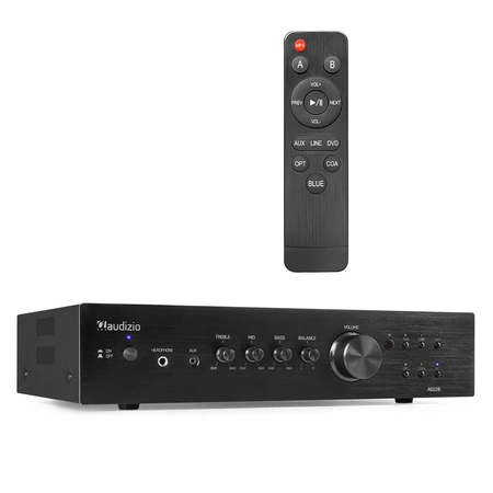 Zestaw Audizio: 2-kanałowy wzmacniacz HiFi 8 Ohm BT AD220B + radio internetowe Adria WiFi DAB+ BT