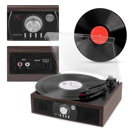 Gramofon RP175DW Fenton BT USB ciemne drewno