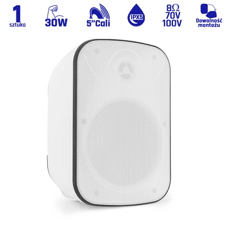 Głośnik 1szt BD50TW wewnętrzny / zewnętrzny do montażu na ścianie 5" 30W IP65/100V WH