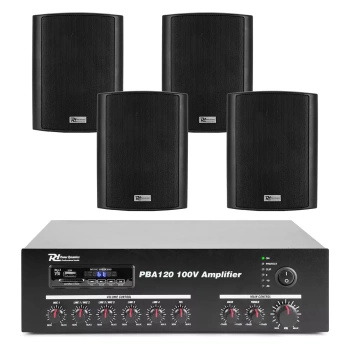 Zestaw odpornych na warunki pogodowe głośników 4 x 5.25" BC50V czarnych z wzmacniaczem bluetooth