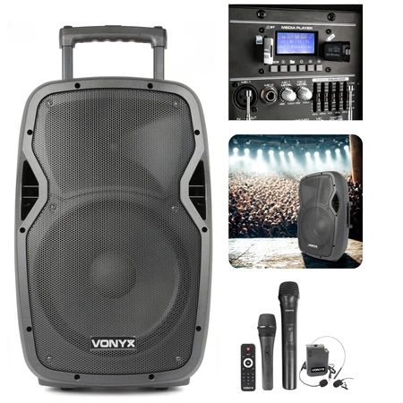 Kolumna mobilna z mikrofonami 600W Vonyx AP1200PA 12"