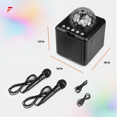 Głośnik bluetooth karaoke z półkulą LED 15W BT 2 mikrofony Fenton